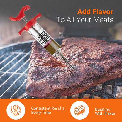 Grill Masters Club High Pressure Marinade Injector Injector Syringe for Smoking Premium Portable Turkey Injector for Meats with Stainless Steel Needle - 30ml Capacity