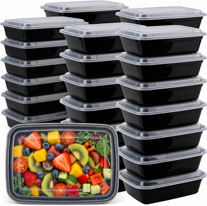 50 Pack (100-Piece) Meal Prep Containers with Lids, Reusable 2-Compartment Food Storage, Sturdy Leakproof, Food Safe, Microwave Freezer Dishwasher Safe, To-Go Takeout Plastic Containers – 60828