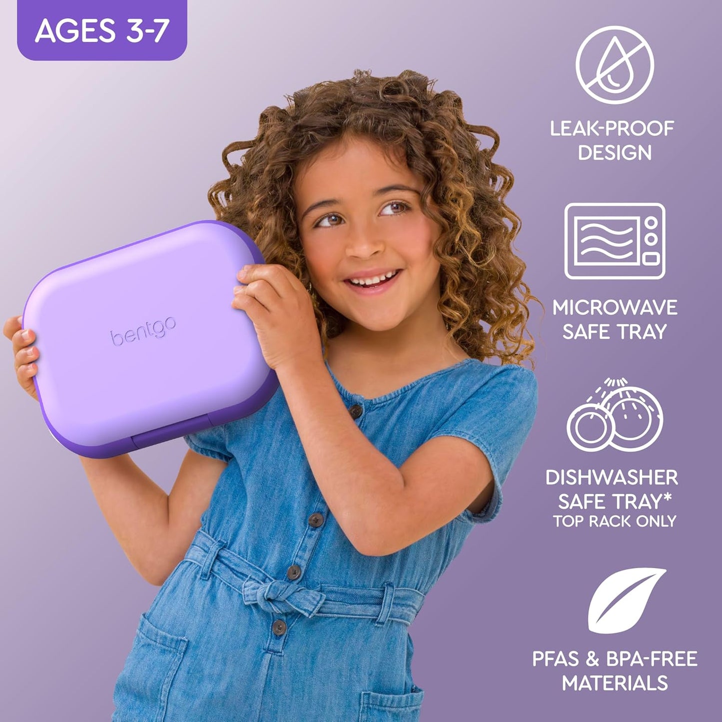 Bentgo Chill Kids Leak-Proof Lunch Box - 4-Compartment Bento Box with Built-In Ice Pack, 3.3 Cup Capacity, PFAS & BPA-Free, Microwave & Dishwasher Safe, Ideal Size for Ages 3 to 7 (Truly Teal)