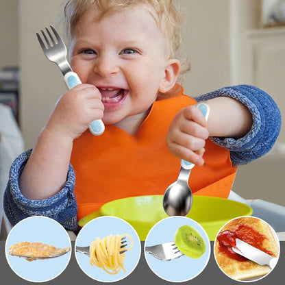 Personalized Stainless Steel Kids Utensils Set Custom Name on Kids Forks Knife and Spoons for 3 Pcs Kid Cutlery Set with Case (Truck)