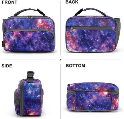 FlowFly Kids Lunch box Insulated Soft Bag Mini Cooler Back to School Thermal Meal Tote Kit for Girls, Boys, Astronaut - Colors B