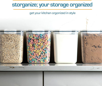 Storeganize Flour Sugar Storage Containers (5.3L/4pk) Great Rice Canisters Sets For The Kitchen pantry, Large Food Storage Containers With Lids Airtight