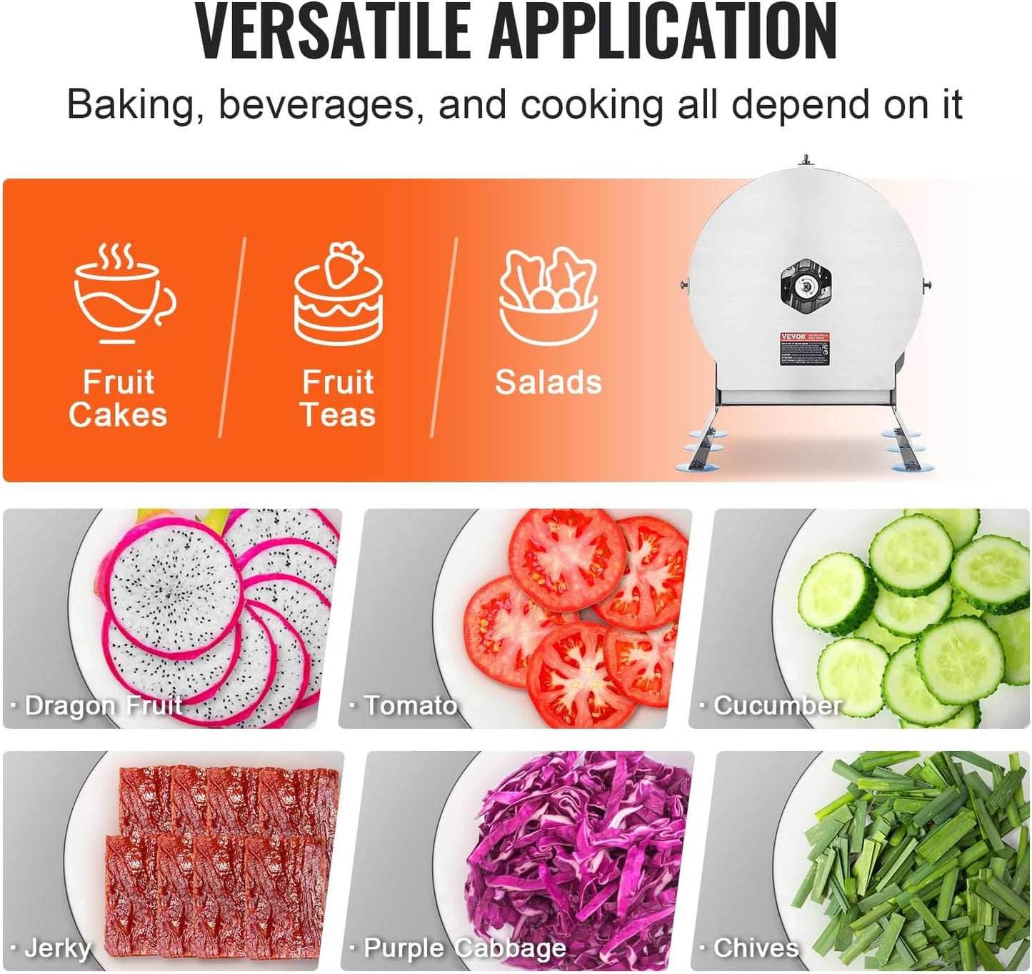 VEVOR Manual Vegetable Fruit Slicer, 0-0.5"/0-12mm Thickness Adjustable Commercial Slicer Machine, Stainless Steel Food Cutter Slicing Machine with 2 Spare Blades, for Potato, Cucumber, Lemon, Tomato