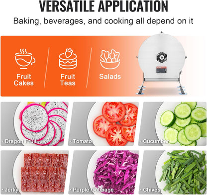 VEVOR Manual Vegetable Fruit Slicer, 0-0.5"/0-12mm Thickness Adjustable Commercial Slicer Machine, Stainless Steel Food Cutter Slicing Machine with 2 Spare Blades, for Potato, Cucumber, Lemon, Tomato