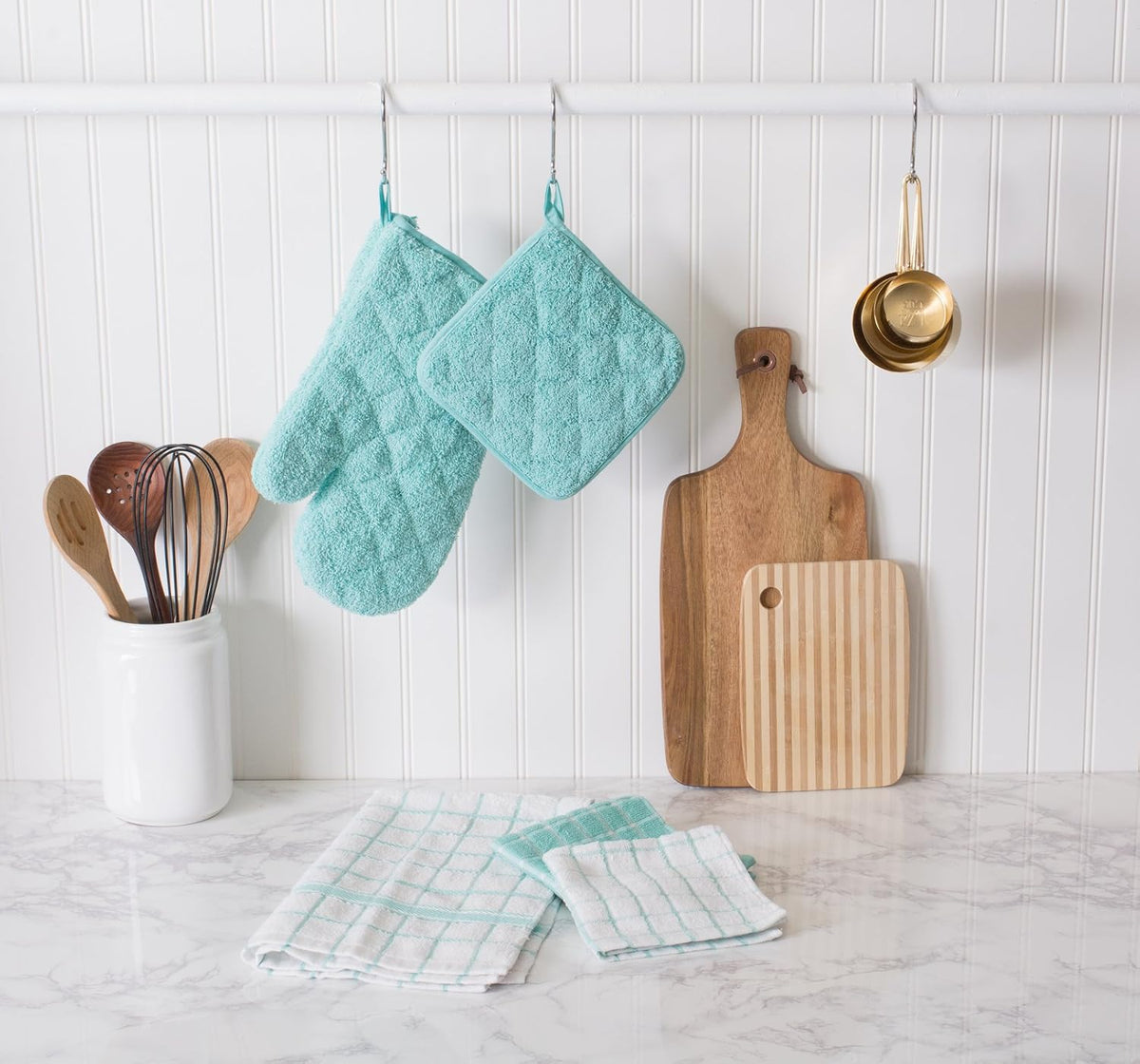 DII Basic Terry Collection 100% Cotton Quilted, Oven Mitt, Brown, 2 Piece