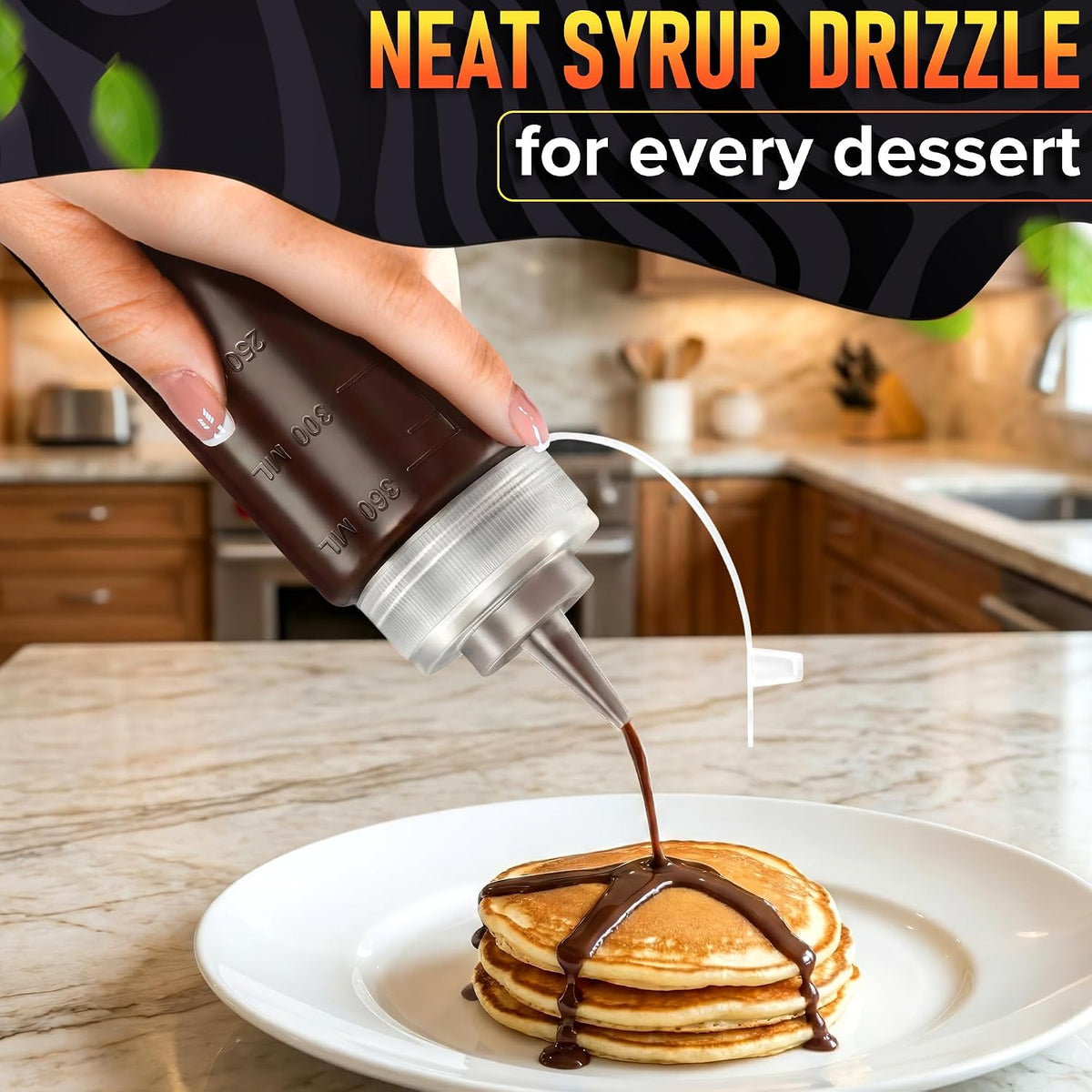 BURIUS Inverted Condiment Squeeze Bottles 16 oz for Sauces, Honey