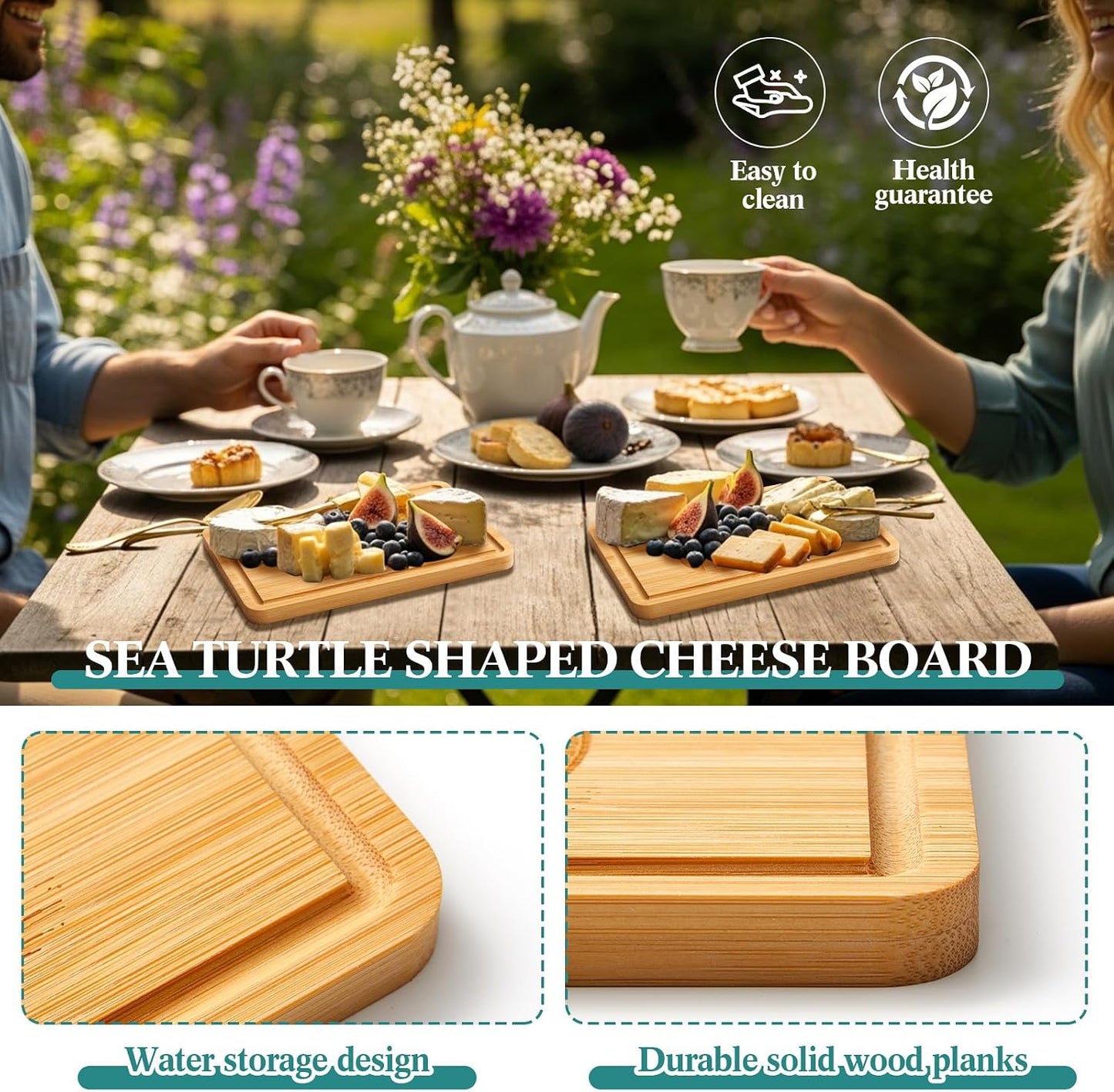 Ziliny Sea Turtle Shaped Cheese Board Set Small Charcuterie Cutting Board Wooden Platter with Knives Forks Funny Serving Trays Turtle Gift for women Christmas Party Kitchen Decoration