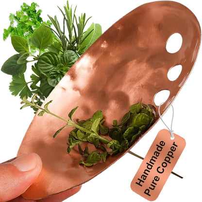Copper Herb Stripper Bowl - Handmade, 7 Hole Sizes, Catches Herbs