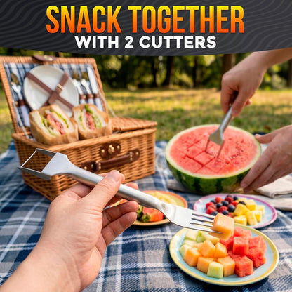 Watermelon Cutter Slicer Tool 2-in-1, Retractable Fork, 304 Steel