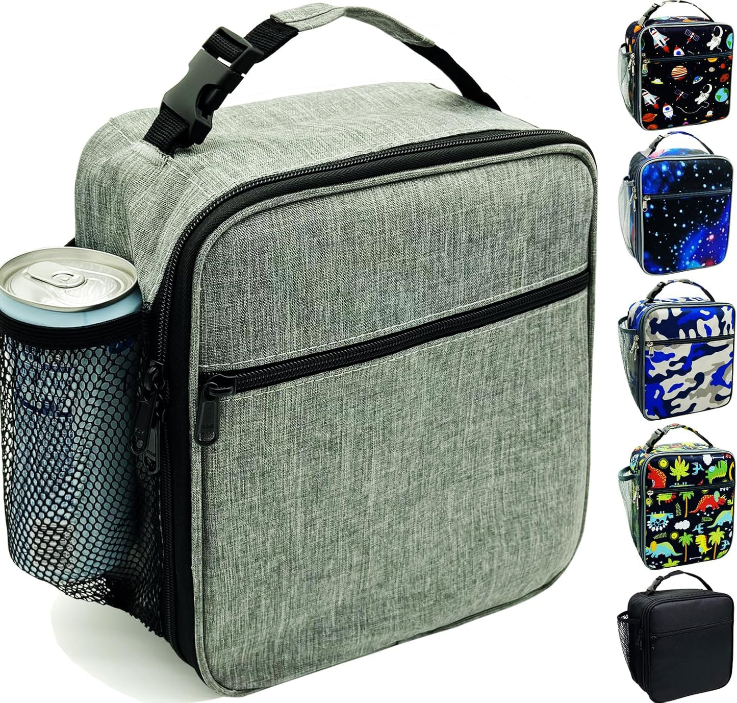 Kulle Astronaut Lunch Box for Boys, Insulated Kids Lunch Bag with Freezable Compartment, Thermal Reusable Lunchbox for School, Outdoor, Daycare - Space Theme Design