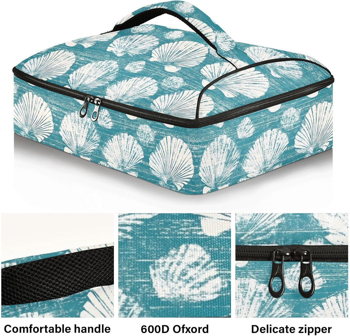 Casserole Carrier Insulated Yellow Lemon Blue Bows Dish 9x13 with Lid Party Travel Warmer Bag for Hot or Cold Food Lasagna Pizza Holder Tote - Colors B
