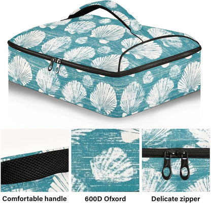 Casserole Carrier Insulated Yellow Lemon Blue Bows Dish 9x13 with Lid Party Travel Warmer Bag for Hot or Cold Food Lasagna Pizza Holder Tote - Colors B