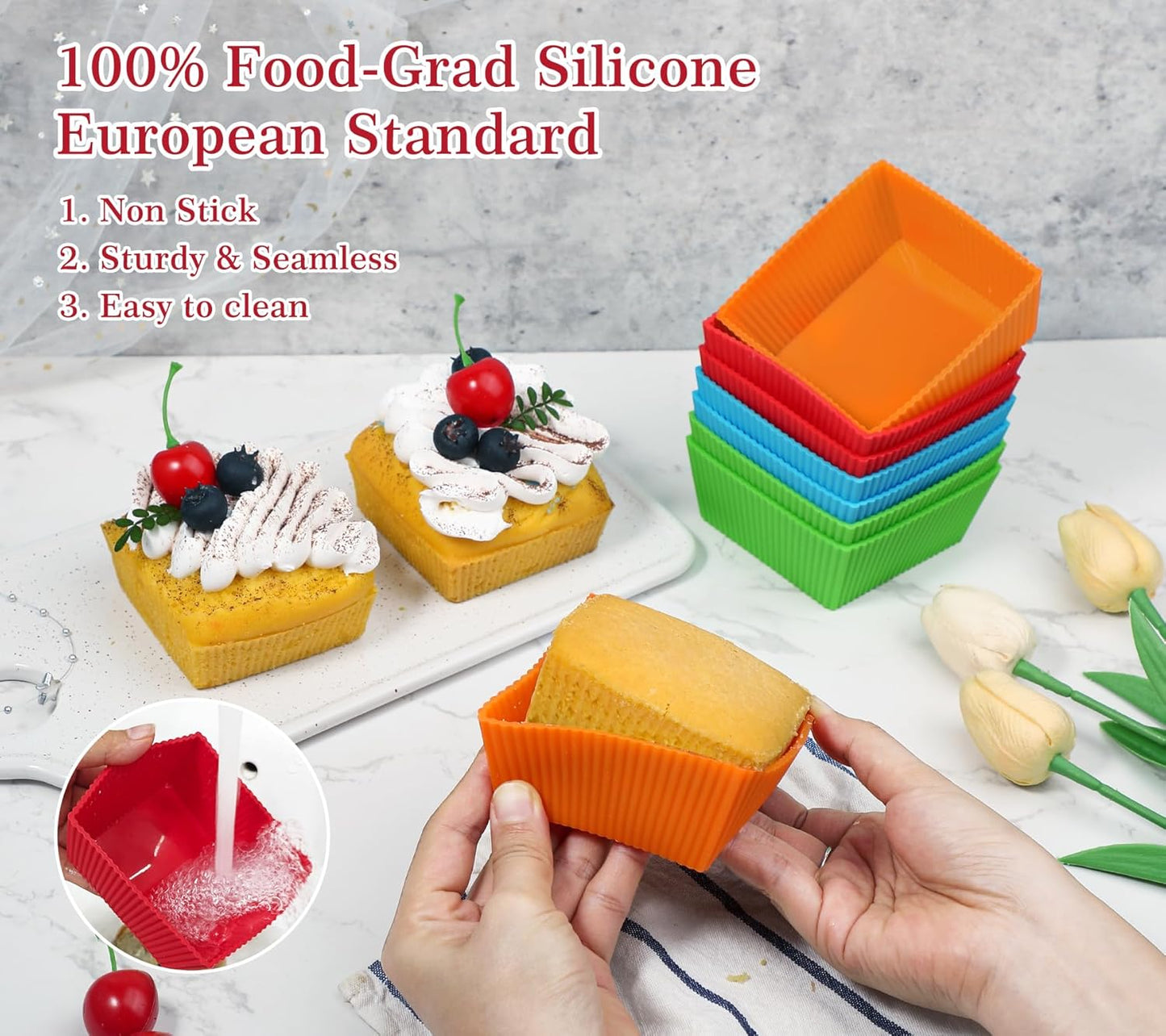 Webake Jumbo Silicone Muffin Cups, 3.5 Inch Jumbo Silicone Baking Cups Reusable Cupcake Liners Nonstick Large Cake Cups Set Stand Alone Cupcake Holder, 12 Pack Auto Cup Holder Liner