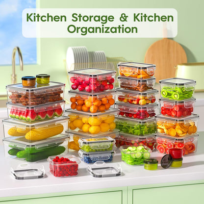 36-Piece Food Storage Containers with Lids(18 Container & 18 Lid), Plastic Food Containers for Pantry & Kitchen Storage and Organization, BPA-Free, Leak Proof, Reusable with Labels & Pen