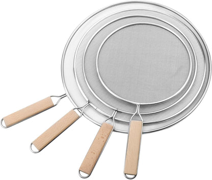 Oedema Set of 4 Splatter Screen Stainless Steel Grease Splatter Guard Fine Mesh Splatter Screen for Frying Pan, Skillet, Pot, Grease Oil Guard, 13"/11.42"/9.84"/8.23"