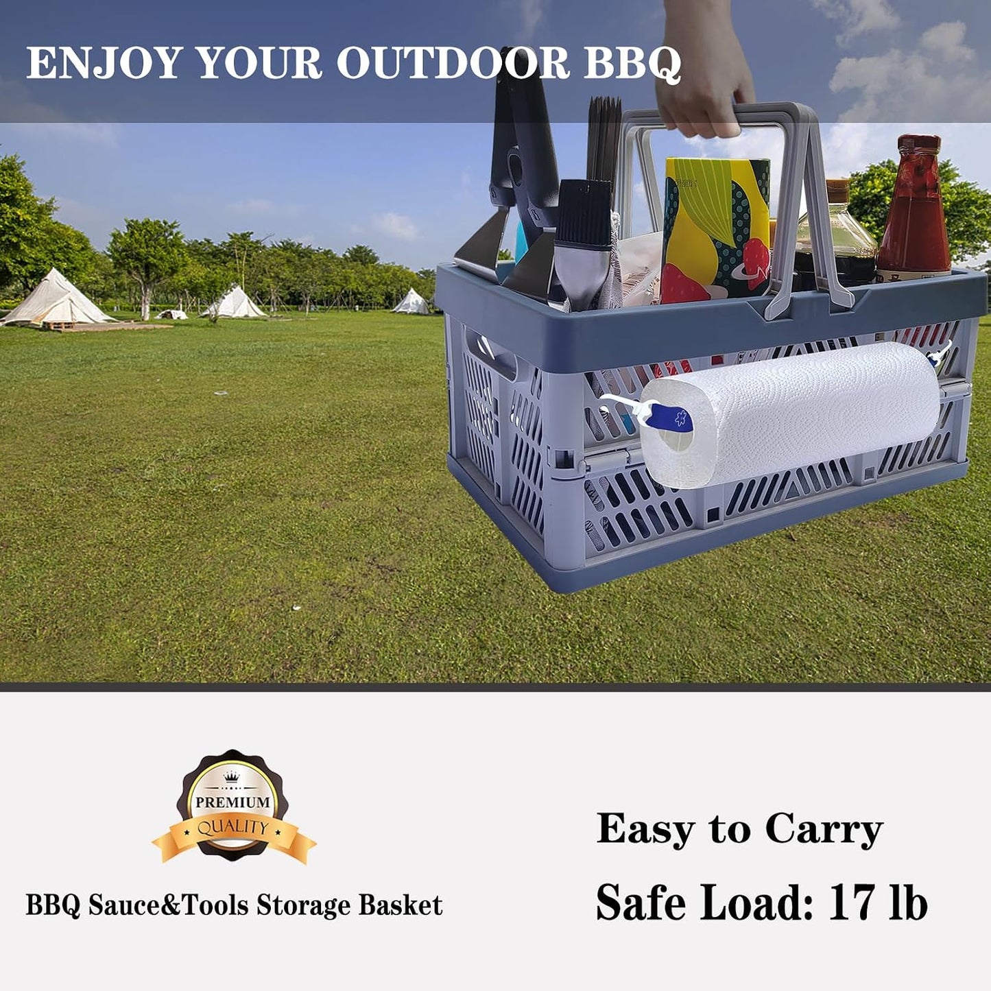 BBQ Sauce&Tools Storage Basket it more convenient for you to carry barbecue sauce tools outdoors, on the beach, and on barbecues, and it is easier to store barbecue sauce tools.