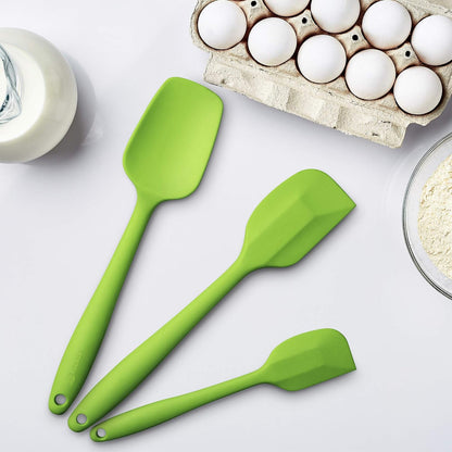 Silicone Spatula 3-piece Set, Ergonomic Handle High Heat-Resistant Spatulas, Non-stick Rubber Spatulas with Stainless Steel Core, Black