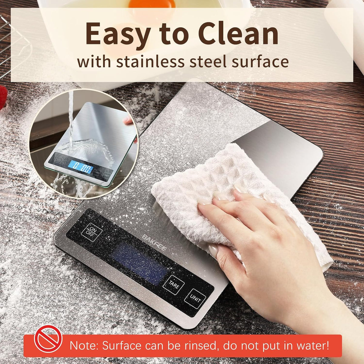 Food Scale, 33lb Kitchen Scale with 1g Precision, USB-C Rechargeable