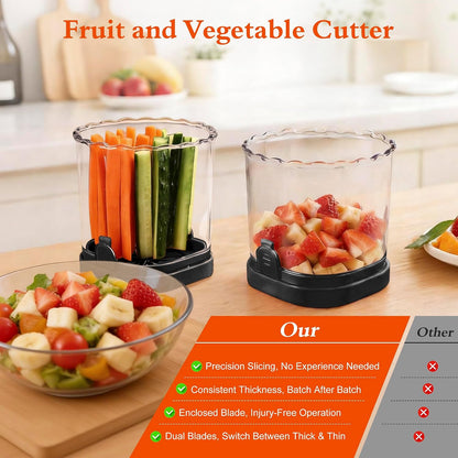 Fruit Slicer Cup 4 (6) Slice Blade Detachable Perfect Salads Sushi Pink