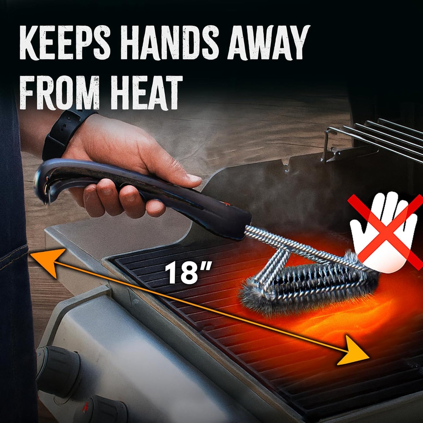 Kona 360 Clean Grill Brush – Powerful Grill Cleaner & BBQ Grill Brush for Outdoor Grill – Safe, Bristle BBQ Brush Grill Scraper, Accessory for Easy 30 Second Grill Cleaning - 18 Inch Long Handle