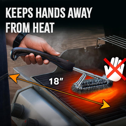 Kona 360 Clean Grill Brush – Powerful Grill Cleaner & BBQ Grill Brush for Outdoor Grill – Safe, Bristle BBQ Brush Grill Scraper, Accessory for Easy 30 Second Grill Cleaning - 18 Inch Long Handle