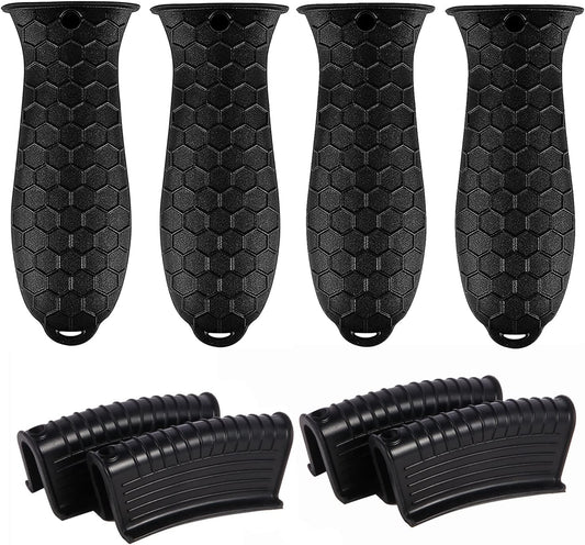 8 Pcs Non-Slip Silicone Hot Handle Holder & Assist Grips, Potholder for Cast Iron Skillets, Heat Resistant Handle Cover Sleeve for Frying Pans, Casserole, Cookware Handles, Lake Blue