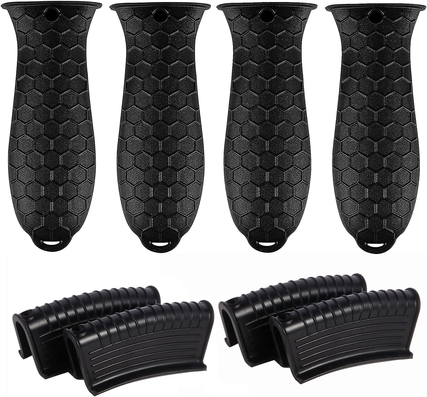 8 Pcs Non-Slip Silicone Hot Handle Holder & Assist Grips, Potholder for Cast Iron Skillets, Heat Resistant Handle Cover Sleeve for Frying Pans, Casserole, Cookware Handles, Lake Blue
