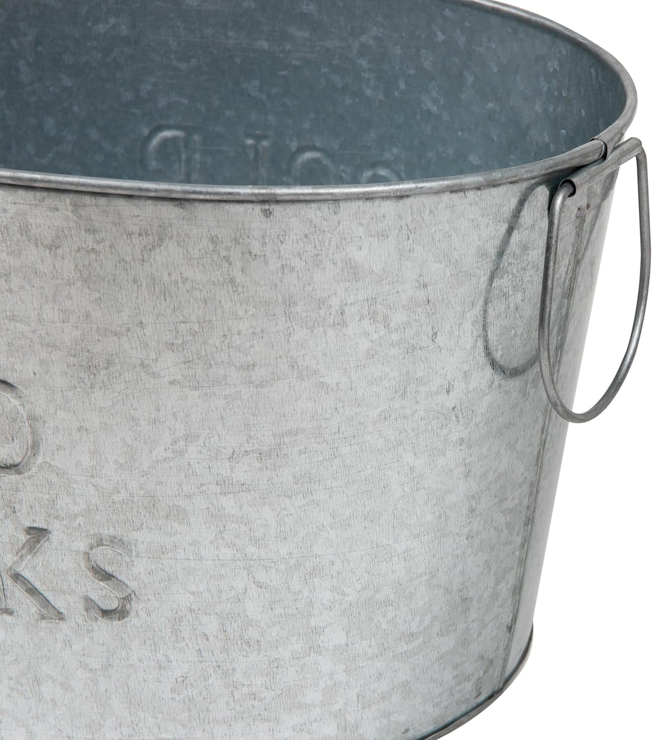 Mind Reader Ice Beverage Bucket for Parties, Wine Bucket, Baby Photo Tub, Galvanized Metal, 17.25" L x 11" W x 9.5" H, Silver