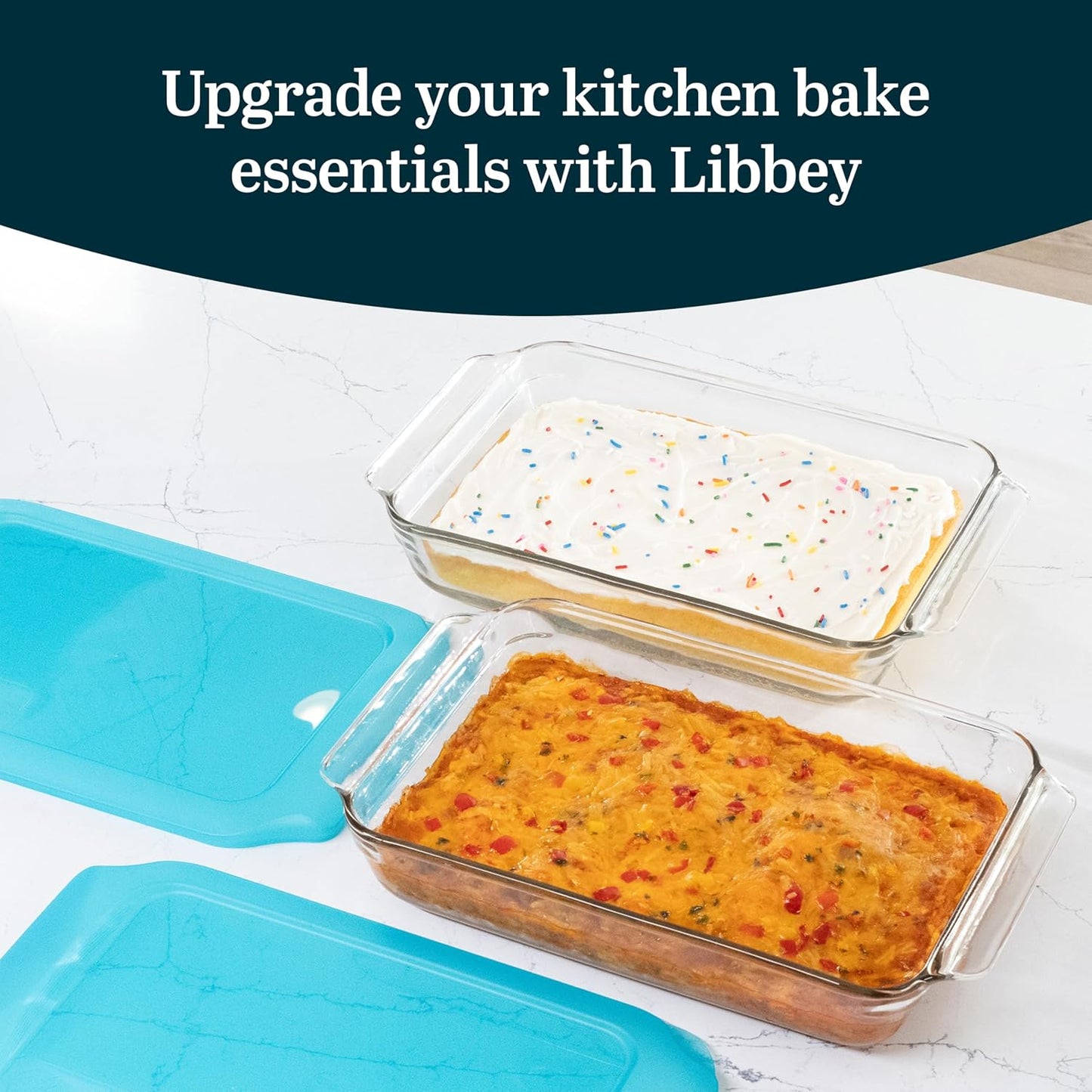 Libbey Baker’s Premium 2 Piece Glass Pie Plate, Stackable, Space Saving Casserole Dish Set with Lids, Glass Baking Dish Set for Fruit Pies, Quiches
