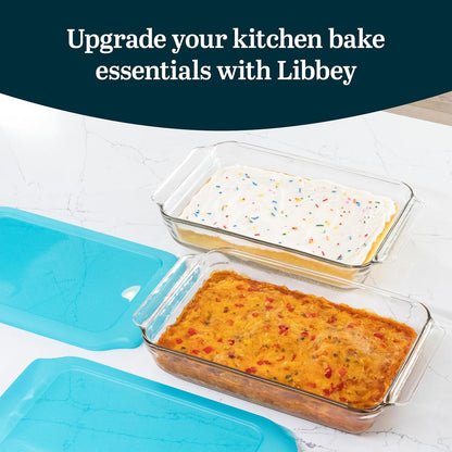 Libbey Baker’s Premium 2 Piece Glass Pie Plate, Stackable, Space Saving Casserole Dish Set with Lids, Glass Baking Dish Set for Fruit Pies, Quiches