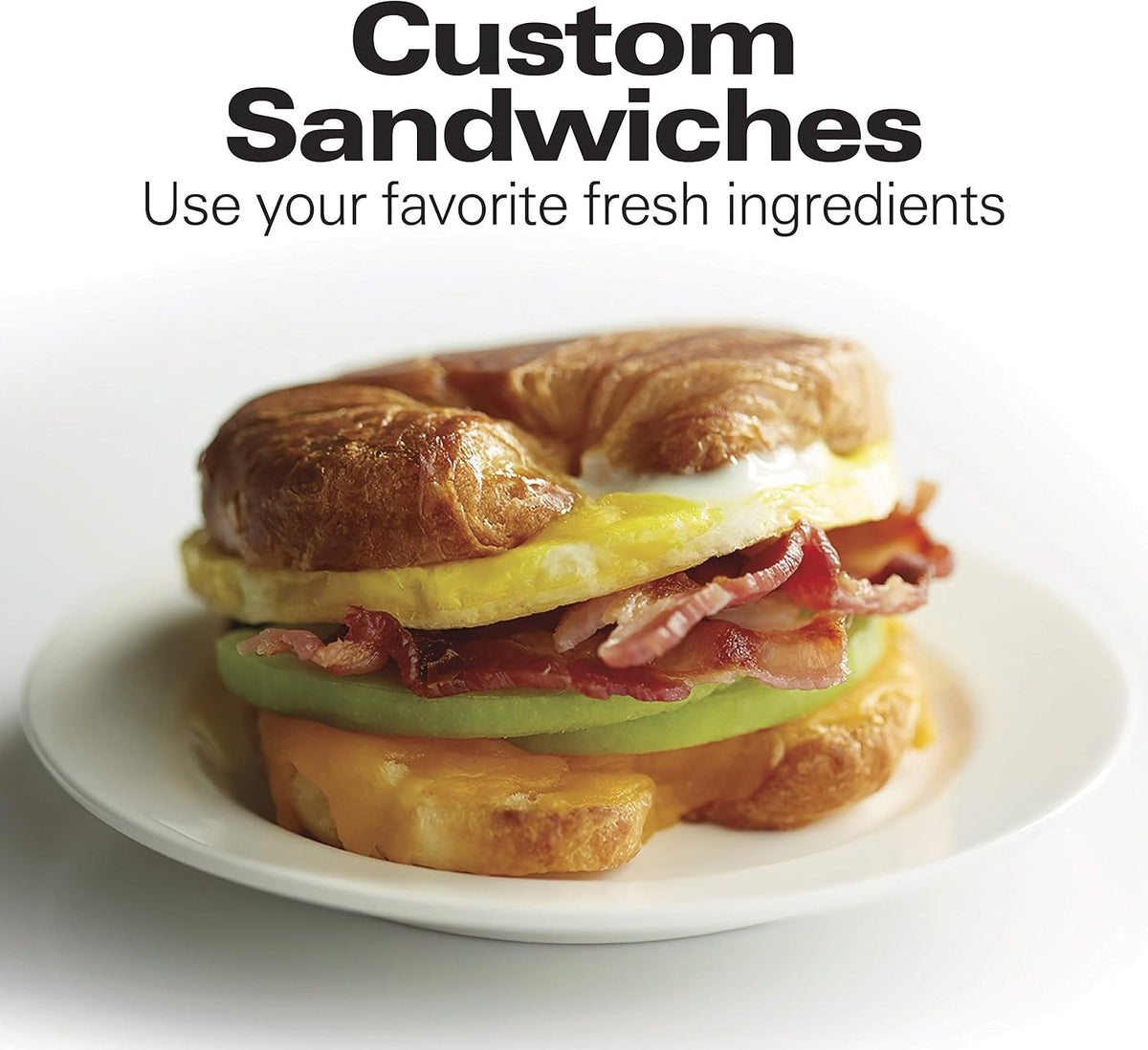 Hamilton Beach Breakfast Sandwich Maker with Egg Cooker Ring, Customize Ingredients, Perfect for English Muffins, Croissants, Mini Waffles, Perfect White Elephant Gifts, Mint (25482)