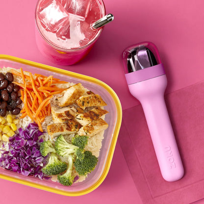 ZOKU Pocket Utensil Set, Blue - Stainless Steel Fork, Knife, and Spoon Nest in Case - Portable Design for Travel, School, Work, Picnics, Camping and Outdoor Home Use