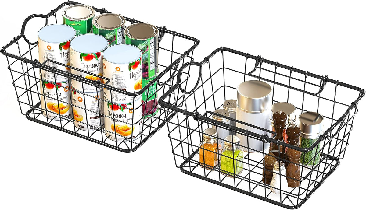 Simple Houseware 2 Pack Stackable Single Wire Basket, (11.5 x 15 x 7.5 in)