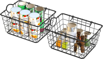 Simple Houseware 2 Pack Stackable Single Wire Basket, (11.5 x 15 x 7.5 in)