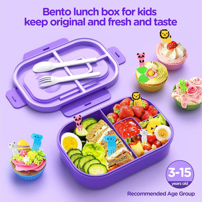 Jelife Lunch Box Kids Bento Box - 1300ml Large Bento-Style Bento-Box Adults Lunch Box, Ideal Leak Proof Bento Lunch Boxes for Kids School, BPA Free Lunchbox Containers for Teens Toddlers, Purple