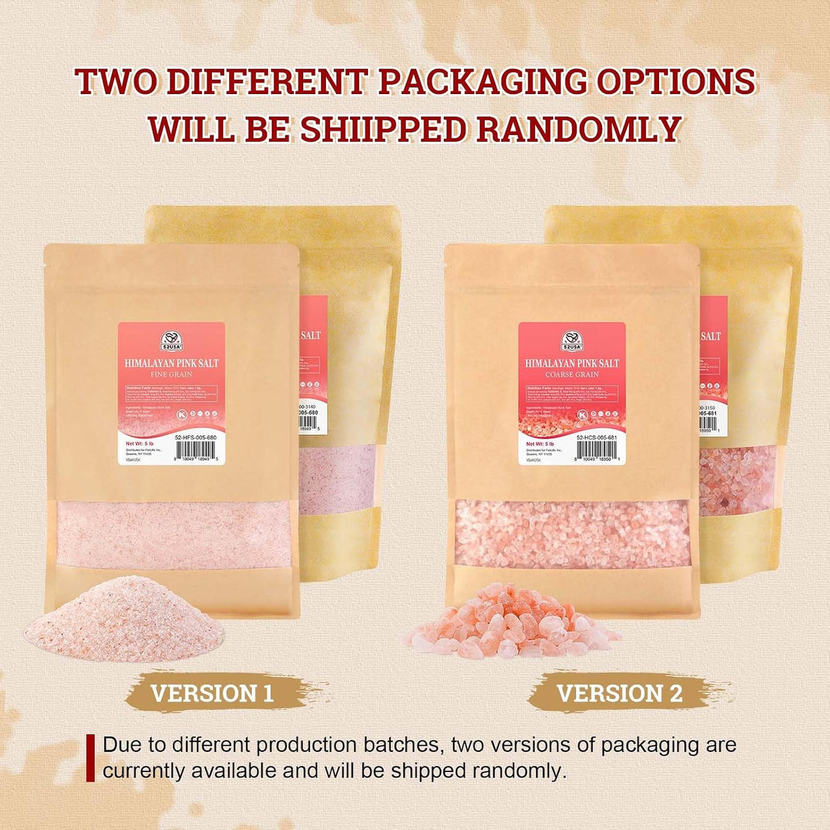 52USA Himalayan Pink Salt, Coarse Grain 1 lb, Salt for Grinder Refill