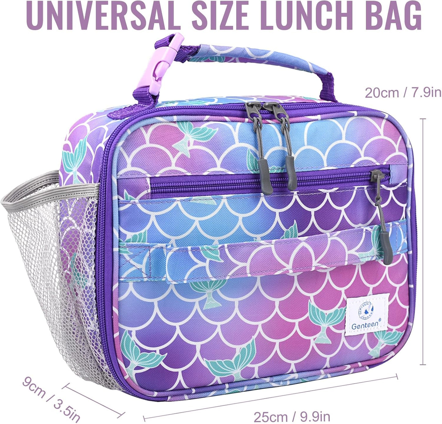 Genteen Lunch Box Kids, Insulated Lunch Bag Kids Boys Girls Back to School, Soft Lunch Box for Men Reusable Lunchbox for Office,Outdoor,School (Black)