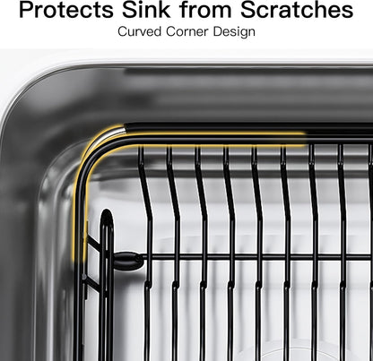 JASIWAY Dish Drying Rack in Sink, Expandable Stainless Steel Dish Drainers for Kitchen Counter, Dish Dryer Rack for Inside Sink, Over The Sink Dish Racks with Utensil Holder, Silver