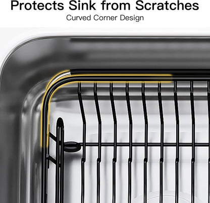 JASIWAY Dish Drying Rack in Sink, Dish Drainer with Cup and Utensil Holder