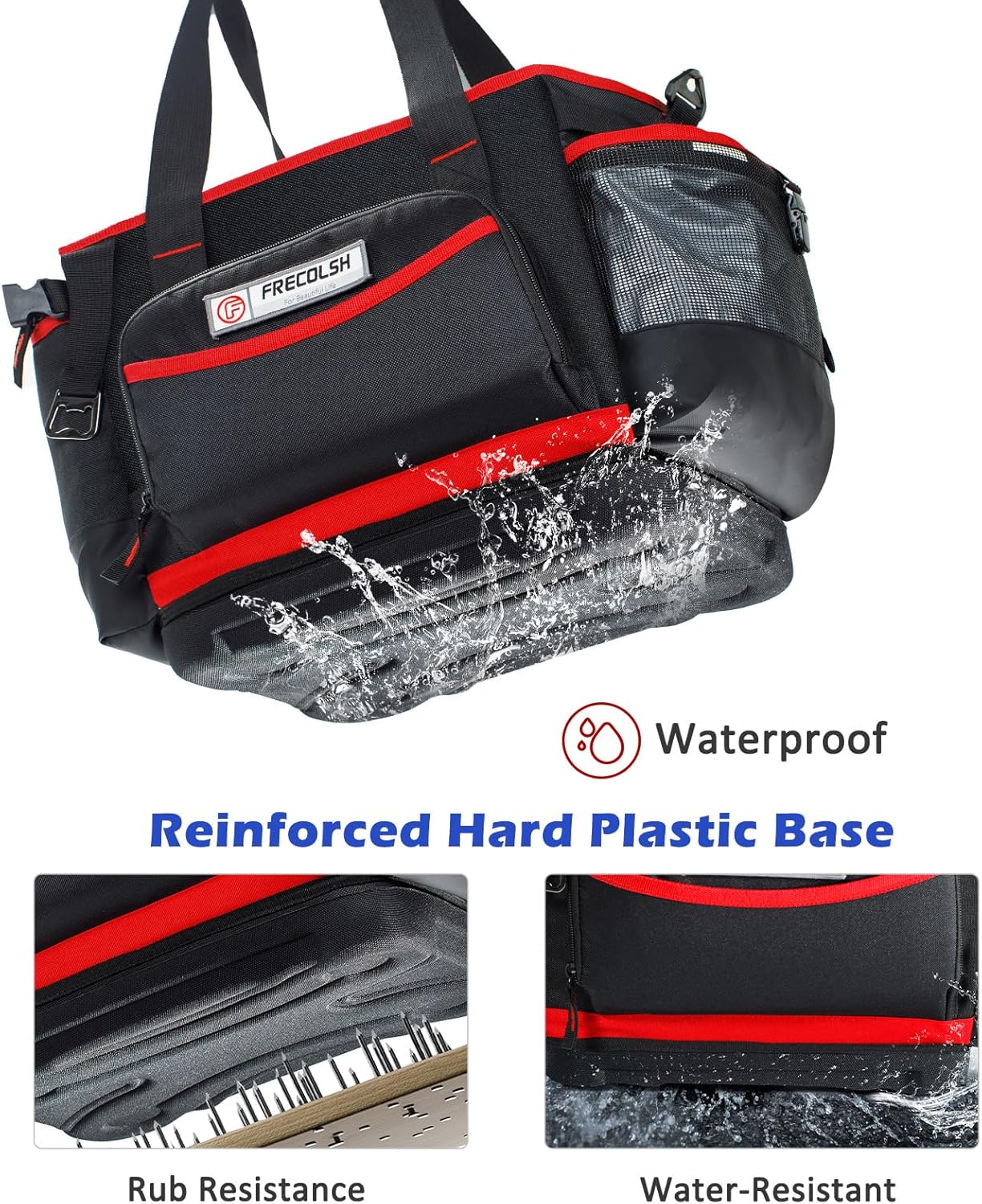 Large BBQ Organizer with Molded Hard Base, Compatible with Blackstone Outdoor Utensil Bag for Camping, Picnic & Tailgating, Portable Cooking Accessories Tote, Gift for Men