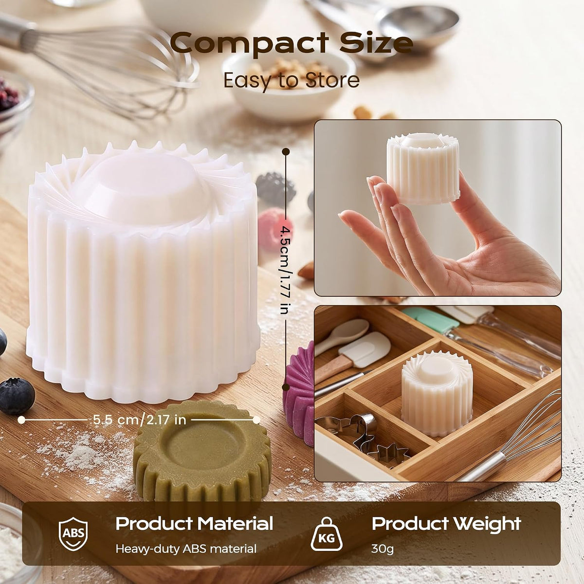 Sunflower Mooncake Mold, Double-Ended Hand Press Cookie Stamp (2)