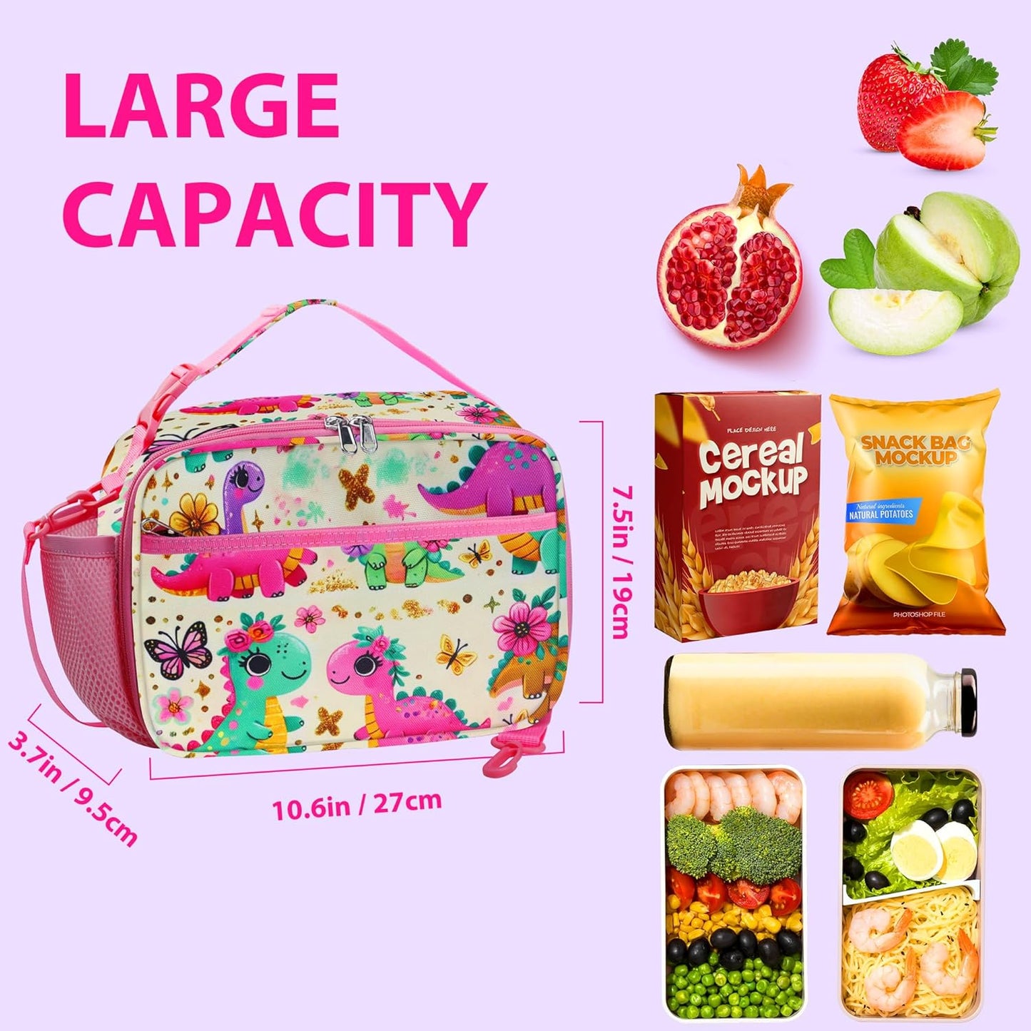 RLGPBON Kids Lunch Bag,Insulated Lunch Box for Girls,Lunch Bag Toddler Teen,School Daycare Cute Travel bags