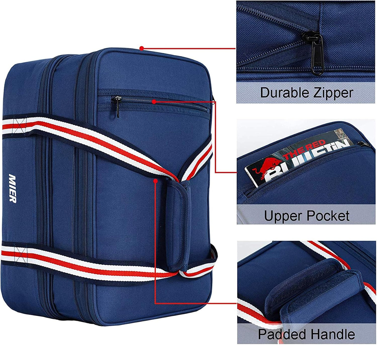 MIER Insulated Double Casserole Carrier Bag for Lasagna Lugger, Potluck Parties, Picnic, Beach, Fits 9 x 13 Inches Baking Dish, Casserole Dish, Expandable, Dark Blue