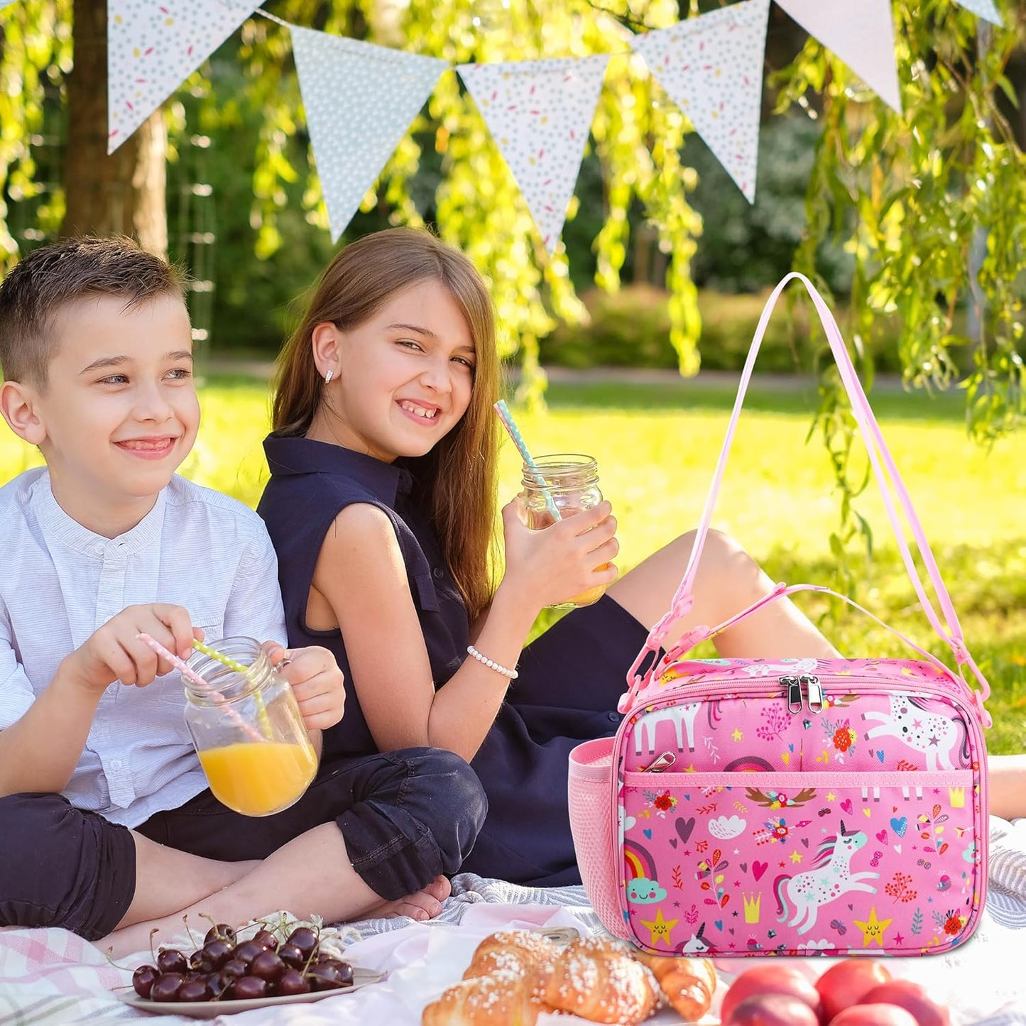 RLGPBON Kids Lunch Bag,Insulated Lunch Box for Girls,Lunch Bag Toddler Teen,School Daycare Cute Travel bags