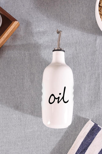 Farmhouse Ceramic Oil and Vinegar Dispenser Bottle Set (White)