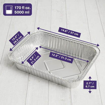 MATANA 25 Pack 10x14 Aluminum Pans, Lasagna Pan Disposable Baking Tin Foil Pan, Half Size Deep Steam Table Pan, Aluminum Tray, Great for Oven Roasting, Chafing, Heating, Serving Food, Parties