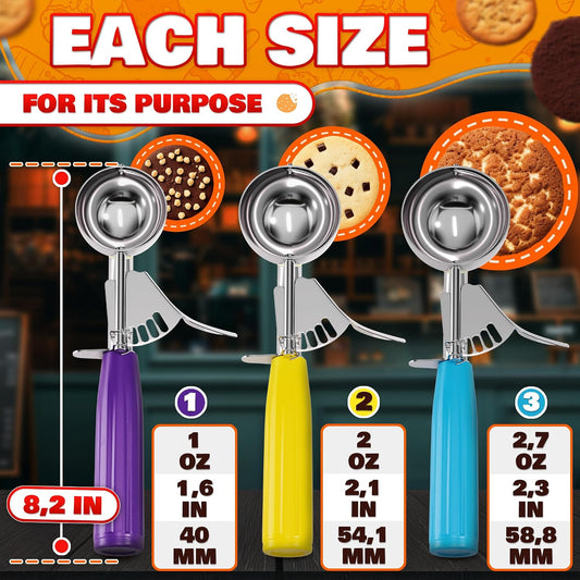 Cookie Scoops for Baking, Stainless Steel in #16, #20, #30