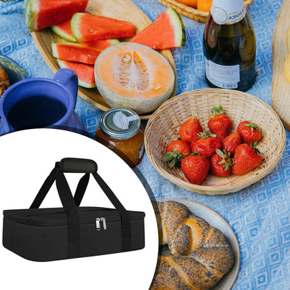 esouler Insulated Casserole Carrier - Casserole Carriers for Hot or Cold Food - Lasagna Lugger Dish Carrier, Thermal Lunch Bag for Potluck Parties, Picnic, Travel, Fits 9" x 13" Baking Dish, Grey