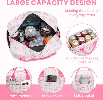 RLGPBON Insulated Lunch Bag Teen Girls, Preppy Lunch Box Large Insulated Lunch Bag Reusable Lunch Tote Bag, Preppy LunchBag for Girls School Travel Picnic
