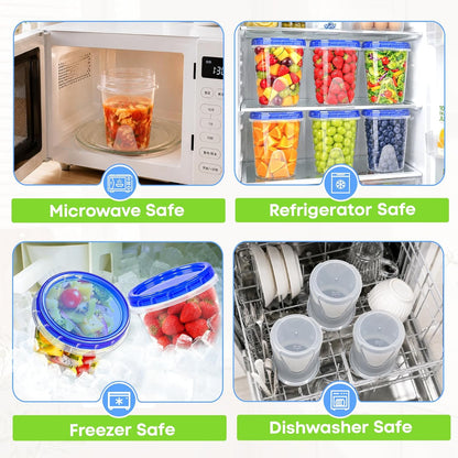 Freezer Storage Containers, 10 Pack-32 Oz Food Storage Containers with Twist Top Lids,BPA Free, Reusable, Meal Prep,Microwave and Dishwasher Safe